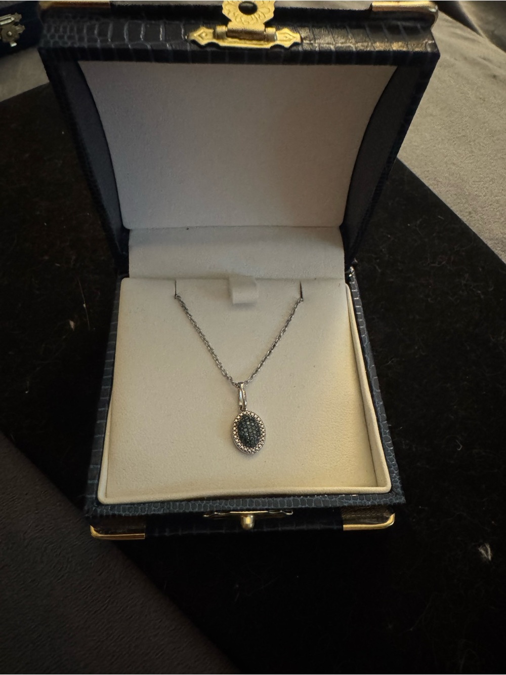 Sterling Silver Blue Diamond Pendant Necklace